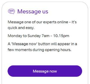 Where to find BT live chat on its official contact page