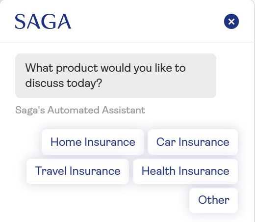 Where to find Saga live chat on its official site