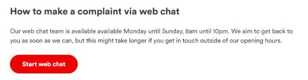 Where to find Virgin Media web chat on its official help page